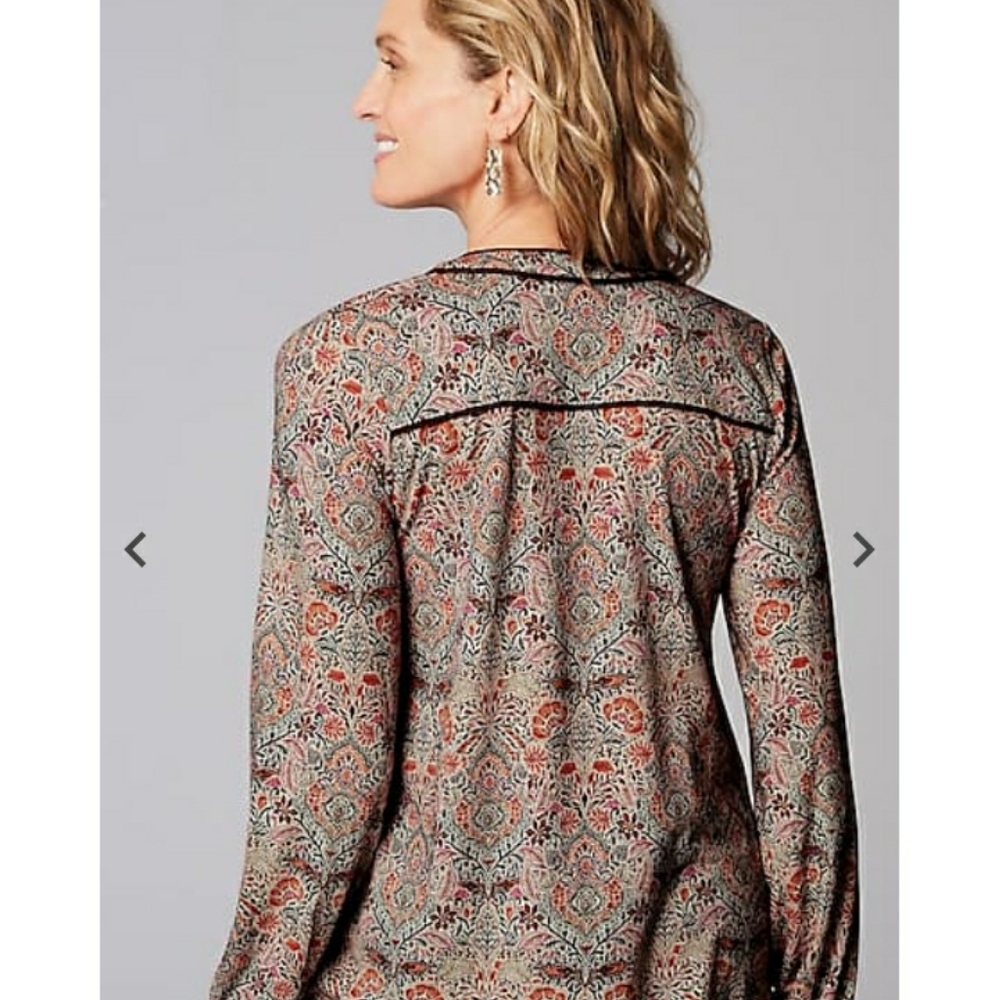 J. Jill Size Medium Floral Top With Velvet Detailing - Picture 11 of 12
